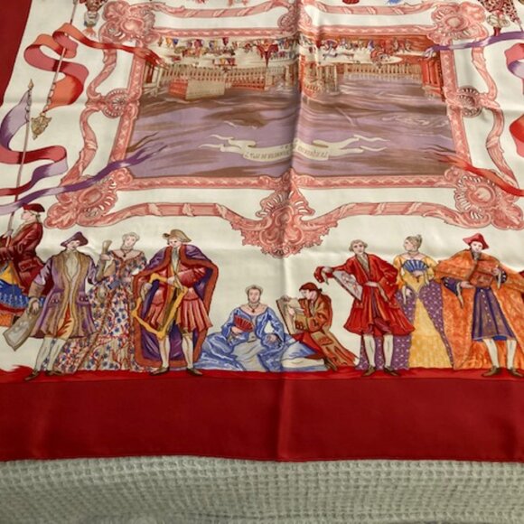 Stunning 2003 Hermes Silk Scarf - Red Border - perfect condition, with box - Picture 5 of 6